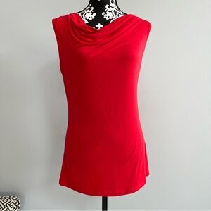Cabi Women's Sleeveless Cowl Neck Top Size Small Cherry Red Tie Back Casual